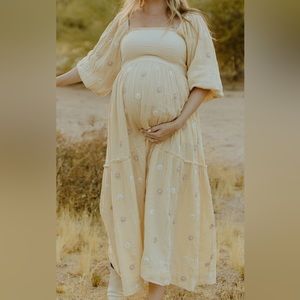 Free People Dahlia maxi dress in yellow/gold Pearl Island color, size S/small